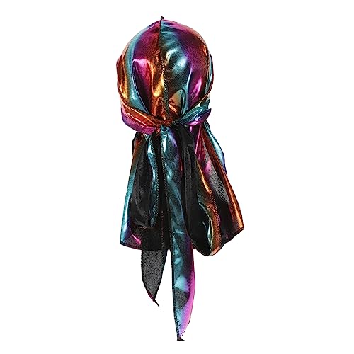 Healeved Schal Turban-Stirnband Piratenmützen mit langem Turban-Kopftuch Seidenhaube zum Schlafen farbige Bandanas haarband haarschutz Turban-Brötchen einfache Badekappen Stoff von Healeved