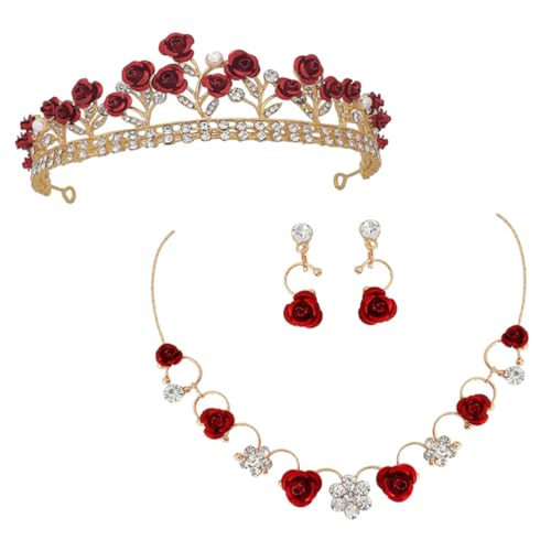 Healeved Schmuckset Form mit Strasssteinen Teiliges Halsketten und Ohrring Set für Mädchen Geeignet für Geburtstagsfeiern Hochzeiten und Festliche Anlässe von Healeved