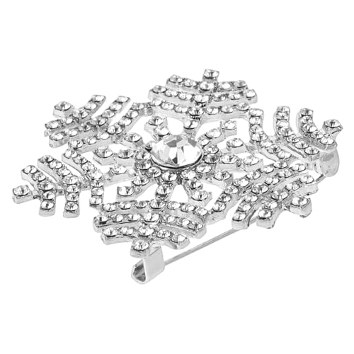 Healeved Schneeflocken Brosche mit Funkelnden Strasssteinen Sicherheitsnadel für Kleidung und Hüte Anstecknadel für Damen Hochwertiges Legierungsmaterial Silberfarbene Schmuckbrosche von Healeved