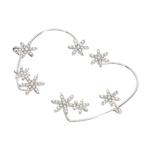 Healeved Schneeflocken Ohrclip mit Funkelnden Strasssteinen nicht Piercingschädlich Modischer Ohrhaken Leichter Ohrschmuck für Damen für Frauen und Mädchen von Healeved