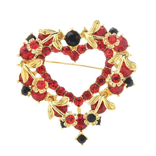 Healeved Schöne Herz brosche mit Funkelnden Strasssteinen Dekorative Anstecknadel für Damen Leichter Legierungs schmuck Geeignet für Kleidung Schals und Taschen Modisches Accessoire von Healeved