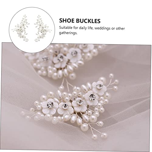 Healeved Schuhclips mit Muschelperlen und Strass Schuhdekoration für Damen Hochzeitsschuh Accessoires Langlebige Einfache Anbringung Stilvoller Schuhschmuck für Festliche Anlässe von Healeved