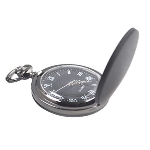Healeved Taschenuhr Vintage Quarzuhr Tragbar Für Damen Herren Mit Kette Schwarz Mattiert Einfaches Einstellen Anzeigen Bequem Tragen Geschenkidee Weihnachten von Healeved