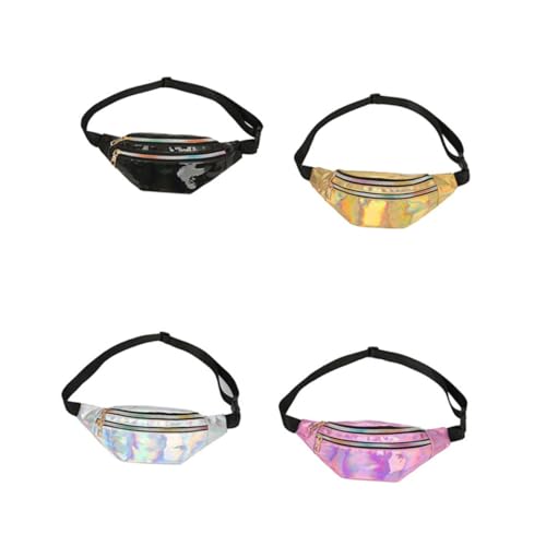 Healeved Schwarze Multifunktionale Hüfttasche Glänzende Taillentasche Verstellbare Umhängetasche für Damen für Reisen Wandern und Outdoor Aktivitäten von Healeved