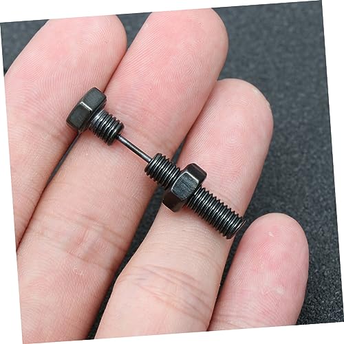 Healeved Schwarze Ohrstecker Hexagon Schrauben Design Unisex Ohrringe Langlebig Hautfreundlich Modisch für Alltag Party Nachtclub mit Schraubverschluss Umweltfreundliches Material von Healeved