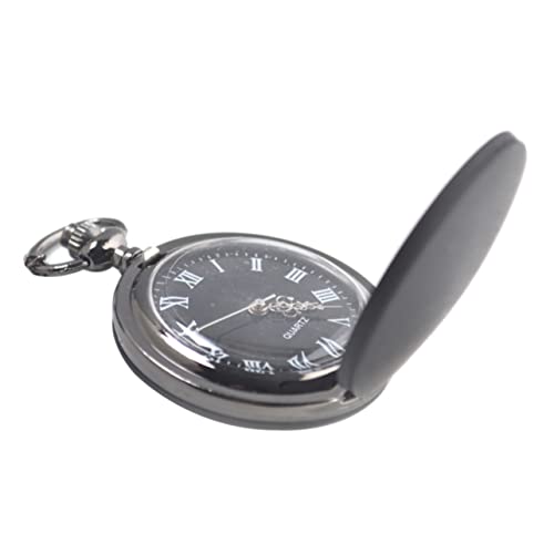 Healeved Schwarze Quarz Taschenuhr für Männer Frauen Uhr mit Kette Kompakte Leichte Design für Täglichen Gebrauch Präzise Zeitmessung mit Quarzbewegung von Healeved