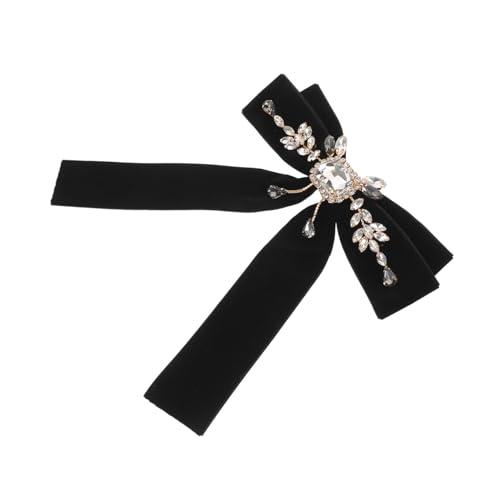 Healeved Schwarze Samt-schleifenbrosche mit Strasssteinen Vintage Lapel Bow Brooch für Lolita Uniform Abendkleider Vielseitiges Retro-kragenaccessoire für Damen von Healeved