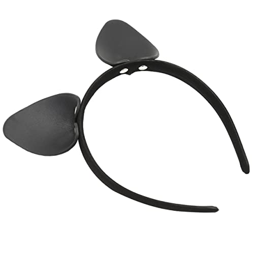 Healeved Schwarzes Leder Haarreif Damen mit Hasenohren Stirnband als Dekoratives Haaraccessoire für Cosplay Party und Alltag Modischer Kopfschmuck Kratzen von Healeved