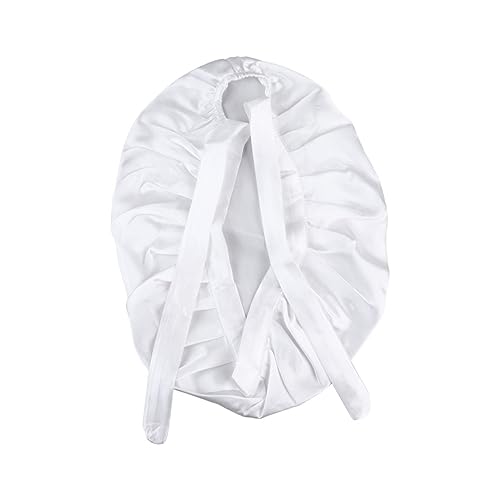 Healeved Seidenschlafhaube Für Frauen Einstellbarer Haar Schutz Hut Nacht Schlafen Kopf Abdeckung Weiß Haube Zum Schminken Waschen von Healeved