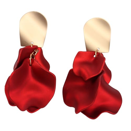 Healeved Silber Ohrhänger Damen Rot Blütenblatt Design Elegant Modisch Leicht Hängend Stylische Ohrschmuck Für Festliche Anlässe Valentinstag Muttertag von Healeved