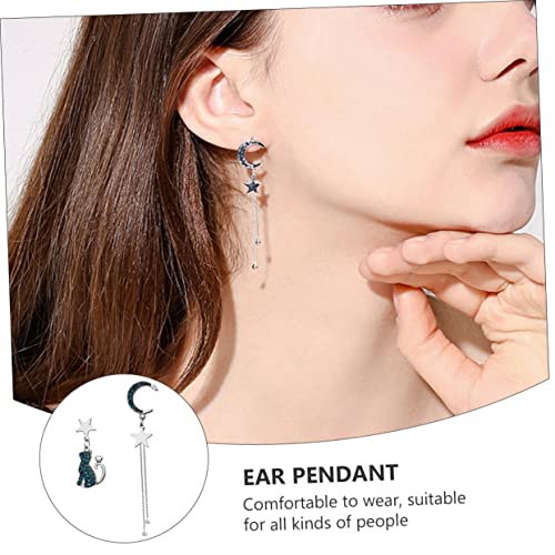 Healeved Silber Ohrstecker Katzenform mit Mond und Stern Design Asymmetrische Quastenohrringe für Damen Ohranhänger Bequemes Tragegefühl für Frauen und Mädchen Healeved Silber Ohrstecker Katzenform mit Mond und Stern Design Asymmetrische Quastenohrringe für Damen Ohranhänger Bequemes Tragegefühl für Frauen und Mädchen von Healeved
