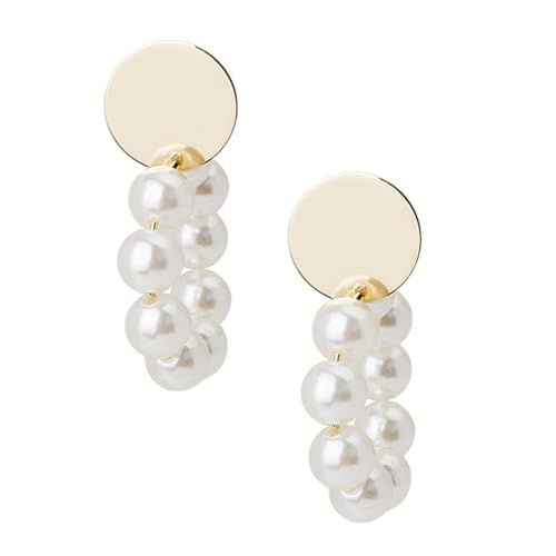 Healeved Silber Ohrstecker mit Perlen Creolen Hängende Ohrringe Modischer Ohrschmuck für Damen Party Accessoire Stilvoller Ohranhänger Geschenkidee für Frauen von Healeved