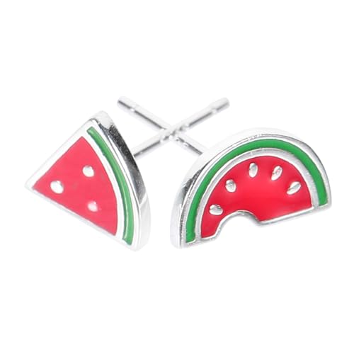 Healeved Silber Wassermelonen Ohrstecker Damen Sommer Ohrschmuck Leicht Süß Trendige Frucht Ohrringe für Strand Party Alltag Sensible Ohren Modisch Elegant von Healeved