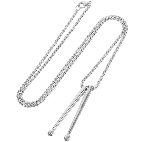 Healeved Silberfarbene Trommelstöcke Anhänger Halskette Damen Metall Langlebig Kreatives Design Modischer Schmuck mit Einzigartigem Percussion motiv für Musikliebhaber von Healeved