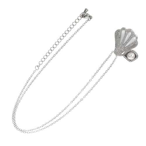 Healeved Silberkette Damen mit Muschel Perlenanhänger Leichter Choker Halskette für Formelle Anlässe Eleganter Schmuck für Frauen zur Hochzeit Geburtstag von Healeved