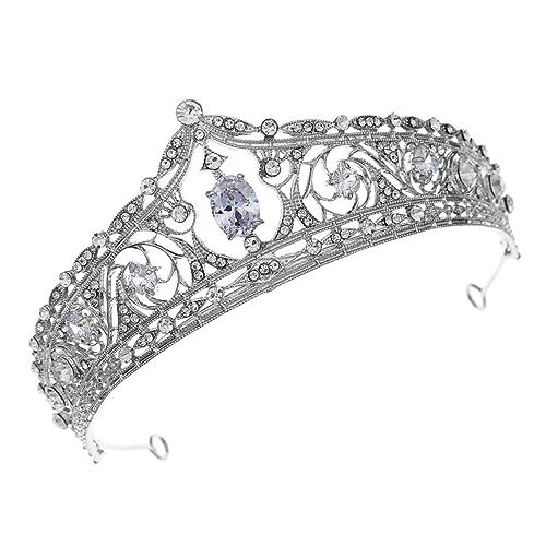 Healeved Silberne Barock Braut Tiara mit Funkelnden Strasssteinen Eleganter Kopfschmuck für Hochzeit Party Braut und Prinzessinnen Langlebiges Design für Besonderen Anlass von Healeved