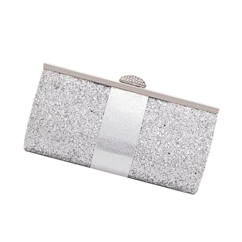 Healeved Silberne Glitzer Clutch Abendhandtasche aus Synthetischem Material mit Kette Stilvolle Kleine Umhängetasche für Hochzeit Party Ball und Festliche Anlässe Healeved Silberne Glitzer Clutch Abendhandtasche aus Synthetischem Material mit Kette Stilvolle Kleine Umhängetasche für Hochzeit Party Ball und Festliche Anlässe von Healeved