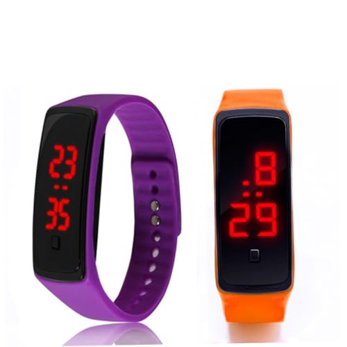 Healeved Led Digital Uhr Für Junge Mädchen Silikon-armband Unisex Sportliche Armbanduhr Für Jungen Und Mädchen Orange Für Outdoor-aktivitäten Und Schule von Healeved