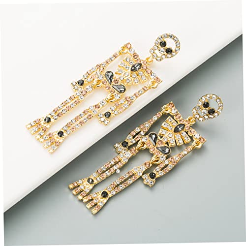 Healeved Skelett Ohrringe mit Funkelnden Strass Anhängern Lange Leichte Damen Ohrhänger Goldfarbene Gothic Schmuckstücke für Alltag Halloween und Cosplay Ohraccessoires Healeved Skelett Ohrringe mit Funkelnden Strass Anhängern Lange Leichte Damen Ohrhänger Goldfarbene Gothic Schmuckstücke für Alltag Halloween und Cosplay Ohraccessoires von Healeved