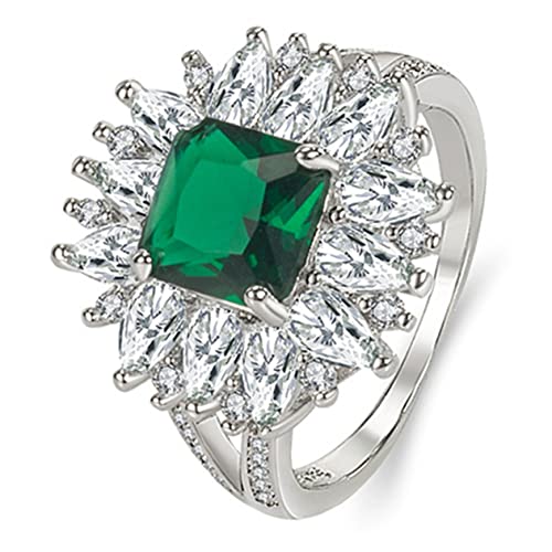 Healeved Smaragdgrüner Zirkonring für Damen Eleganter Verlobungsring mit Funkelndem Design für Hochzeiten Geburtstage Besondere Anlässe Robustem Gefertigt Funkelnd Langlebig von Healeved