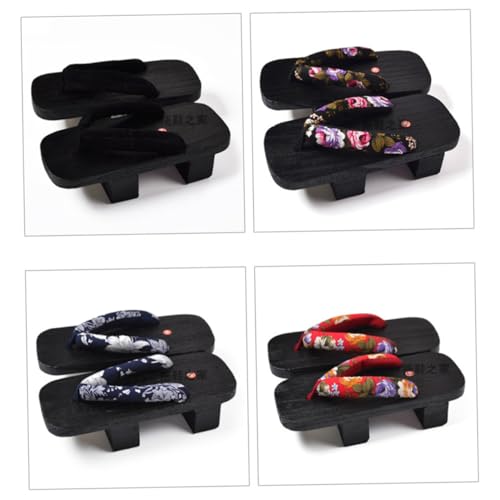 Healeved Sommer Clogs Holzpantoletten Unisex Leicht Komfortabel Lässige Slipper Für Outdoor Freizeit Party Weiß Blau Blumenmuster Schwarze Holzsohle von Healeved