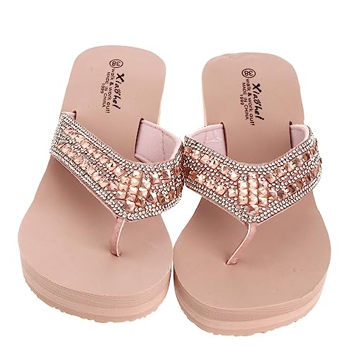 Healeved Sommer Damen Sandalen mit Wasser Verzierung Keilabsatz Komfortable Rutschfeste Strandschuhe Flache Zehentrenner für Strand Outdoor Freizeit Nude Healeved Sommer Damen Sandalen mit Wasser Verzierung Keilabsatz Komfortable Rutschfeste Strandschuhe Flache Zehentrenner für Strand Outdoor Freizeit Nude von Healeved