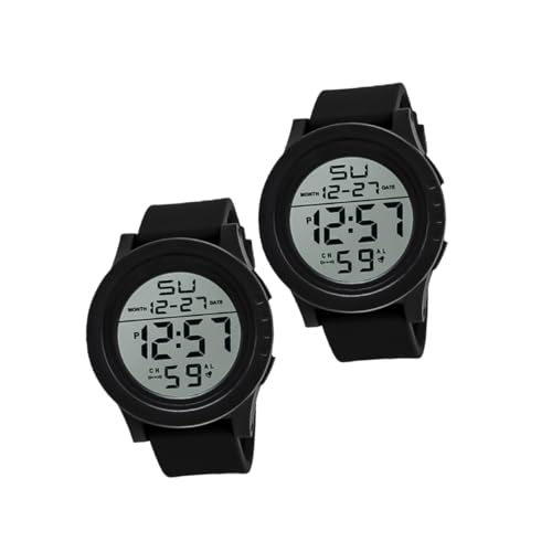 Healeved Digital Armbanduhr Herren Schwarz Led Uhr Wecker Stoppuhr Countdown Dualzeit Pc Gehäuse TPU Sportfunktion Uhrzeit Kalender von Healeved