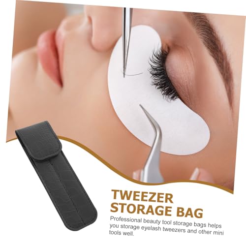 Healeved Statische Wimpernpinzette Aufbewahrungstasche aus Krokodillederoptik Kompakte Kosmetik Etui für Wimpernverlängerung Langlebiger Mini Werkzeughalter Tragbare Beauty Organizer Tasche von Healeved