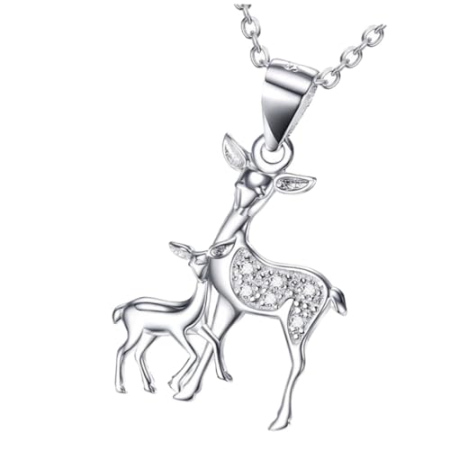 Healeved Sterling Silber Halskette Damen Elch Anhänger Kreative Neck Chain Schmuck Weihnachtskette Elegantes Design für Party Hochzeit Alltag von Healeved