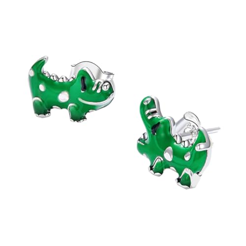 Healeved Sterlingsilber Ohrstecker Kleine Krokodil Ohrschmuck Grün Emaille Kreative Tier Ohrringe Damen Schmuck Geschenk für Alltag und Festtage von Healeved