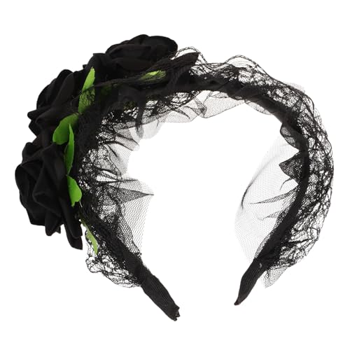 Healeved Blumenkranz Haarband Mit Spitze Für Damen Vintage Haarschmuck Für Partys Fotografie Und Kostüme Haaraccessoires Mit Kunstrosen Und Blättern von Healeved