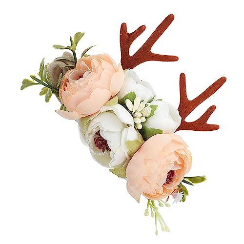 Healeved Hirschgeweih Stirnband Für Junge Mädchen Weihnachts Kopfwickel Blumen Haarband Weihnachts Geweih Kopfwickel Junge Mädchen Haarbänder Geweih Stirnband von Healeved