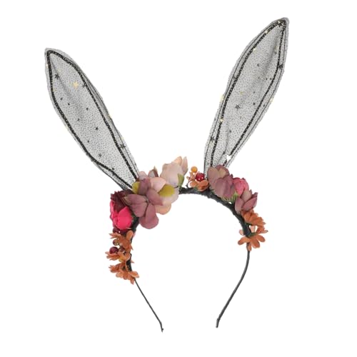 Healeved Bunny Ear Haarschmuck Mit Blumen-lace- Stirnband Für Kostümpartys Halloween Und Ostern Süßes Hasenohren-design Für Damen von Healeved