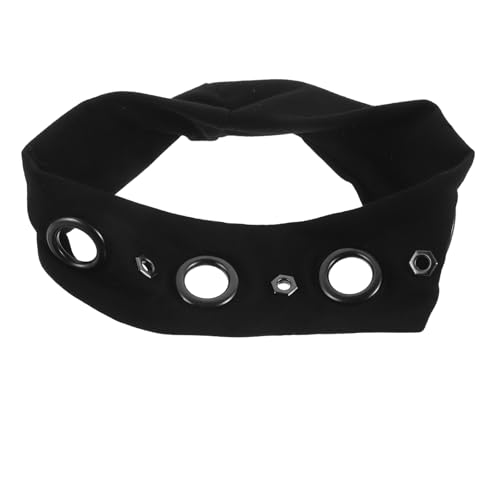 Healeved Stirnband mit Ösen für Damen: Modisches schwarzes Stirnband mit Retro-Ösen – bequemes Haarband mit Ösen für Damen, Sport-, Festival- und Party-Accessoires von Healeved