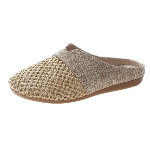 Healeved Strapazierfähige Damen Sandalen aus Strohgewebtem Material Rutschfeste Flache Sommerschuhe Atmungsaktive Leichte Hausschuhe für Alltag und Sommer Modische Halbschuhe im Harajuku Healeved Strapazierfähige Damen Sandalen aus Strohgewebtem Material Rutschfeste Flache Sommerschuhe Atmungsaktive Leichte Hausschuhe für Alltag und Sommer Modische Halbschuhe im Harajuku von Healeved
