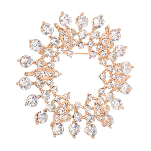 Healeved Strass Brosche Damen Schmuck Anstecknadel Eleganter Schmuck für Hochzeit Festliche Kleidung Schal Mantel Kleid Accessoire aus Zinklegierung von Healeved