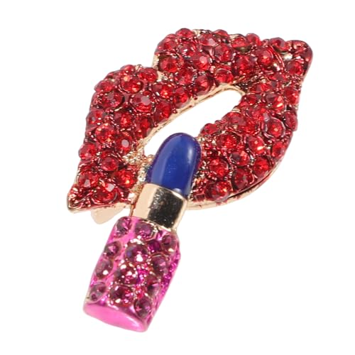 Healeved Strass Lippenstift Brosche Damen Modische Anstecknadel Schmuck für Anzug Schal Stola Party Geschenk von Healeved