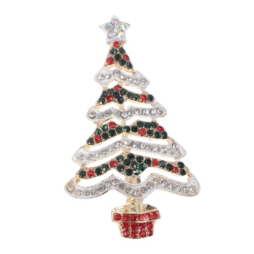 Healeved Strass Weihnachtsbaum Brosche Tropf Öl Technik Langlebiger Weihnachtsanhänger Festliche Anstecknadel für Kleidung und Taschen für Freunde zu Weihnachten von Healeved