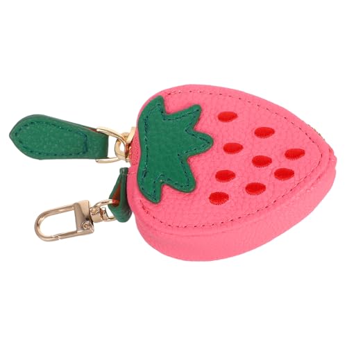 Healeved Strawberry Change Purse Mini Geldbörse Damen PU Münzbörse mit Aufhängung Kleine Portemonnaie für Münzen und Kleinigkeiten Alltag Reise Shopping von Healeved