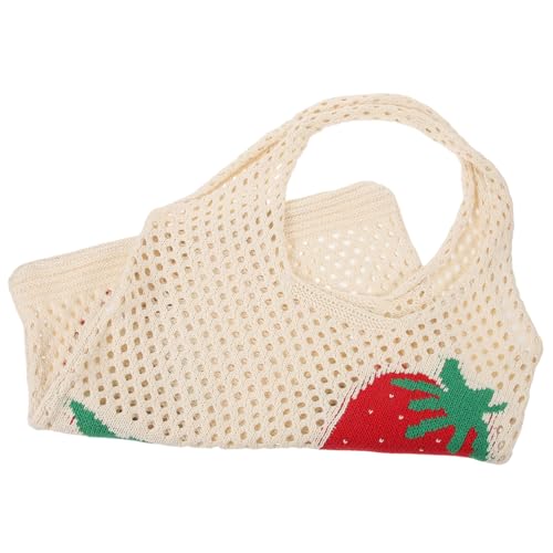 Healeved Strawberry Häkel Tasche Damen Handgefertigt Große Kapazität Schultertasche Strandtasche Leicht Tragbar Alltagstasche Sommer Handtasche Tote Bag von Healeved