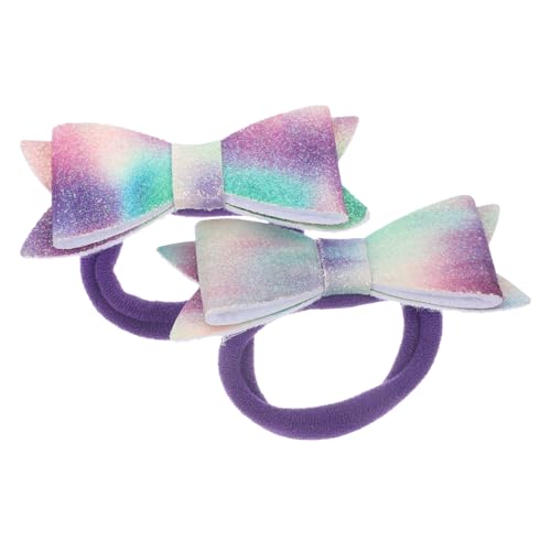 Healeved 2stücke Glitzer Haargummis Mit Schleife Elastische Ponytail Für Mädchen Farbenfrohe Haarschmuck Für Partys Und Besondere Anlässe von Healeved