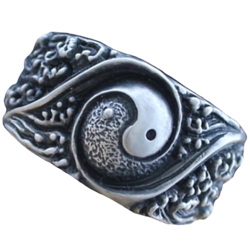 Healeved Taoismus Kupferring für Damen und Herren Modischer Statement ring mit Chinesischem Design Verstellbar Komfortabel Stilvolles Schmuckstück im Antiken Silber look von Healeved