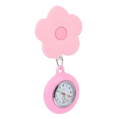Healeved Taschenuhr Uhren für Mädchen Clip Cartoon Brustuhr Pocket Watch Cartoon-Uhr Cartoon hängende Uhr Dehnbare Hängeuhr Dehnbare Brustuhr Kieselgel Rosa von Healeved