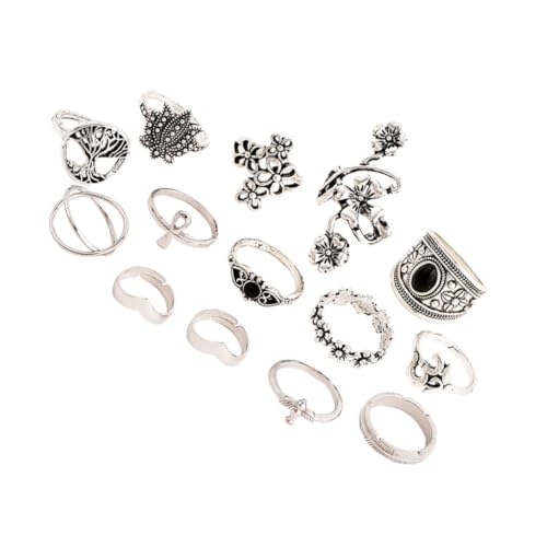 Healeved Teiliges Bohemia Vintage Ring aus Hochwertiger Legierung Stilvolle Retro Finger Ringe in Silber Vielseitig für Partys Alltag für Frauen und Freundinnen Geeignet von Healeved