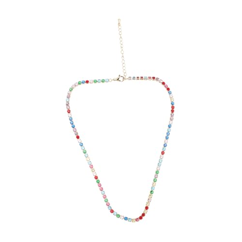 Healeved Tennis Halskette mit Zirkonsteinen Farbige Kristallsteine Klassische Damen Kette Eleganter Schmuck für Alltag und Besondere Anlässe Hautfreundlich und Langlebig von Healeved