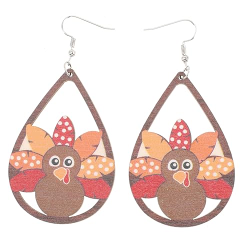 Healeved Thanksgiving Ohrringe Holz Truthahn Design Baumelnd Festival Schmuck für Frauen Mädchen Party Alltag von Healeved