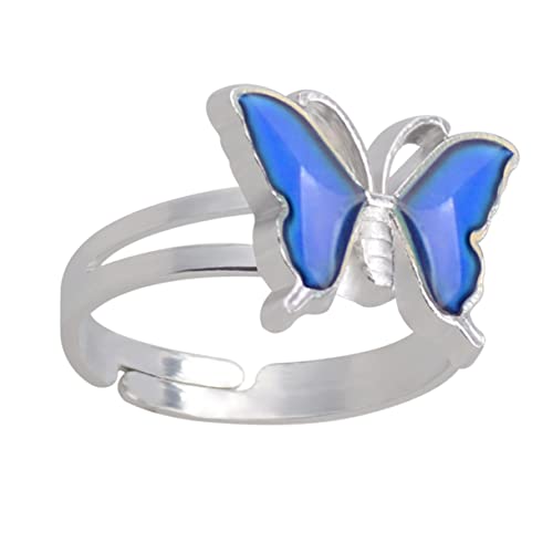 Healeved Thermochromer Damenring Verstellbar Kreativer Farbwechsel Schmuck Eleganter Finger Ring Modisch Für Alltag und von Healeved