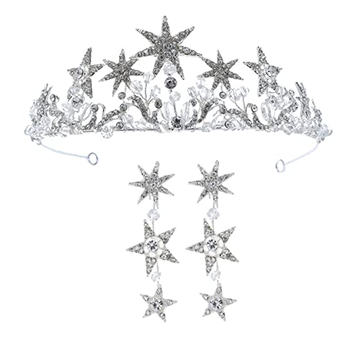 Healeved Tiara Damen Krone mit Funkelnden Strass Sternen Verstellbares Braut Haarreif Accessoire für Geburtstagsfeier und Festliche Anlässe von Healeved