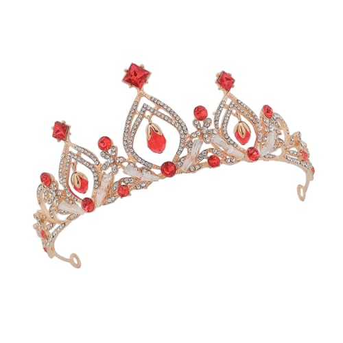 Healeved Tiara Kindergeburtstag Kopfschmuck Krone Für Krone Kopfschmuck Partyhut Krone Mädchenkrone Geburtstagskrone Die Krone Prinzessinnenkrone Legierung Rot von Healeved