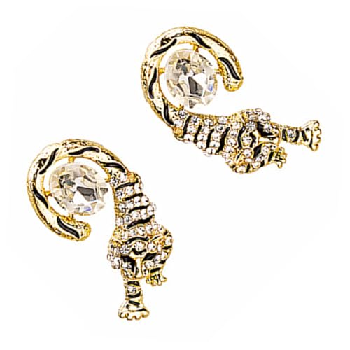 Healeved Tiger Ohrstecker Damen Strass Ohrschmuck Alloy Statement Ohrringe Extravaganter Ear Accessory für Alltag Party Hochzeit Geschenkidee von Healeved